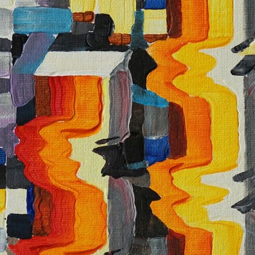 Music painting of Johann Sebastian Bach's Sonata BWV 1031 for Recorder and Piano - Allegro. Acrylic on cardboard. Michael Haverkamp, 2022.