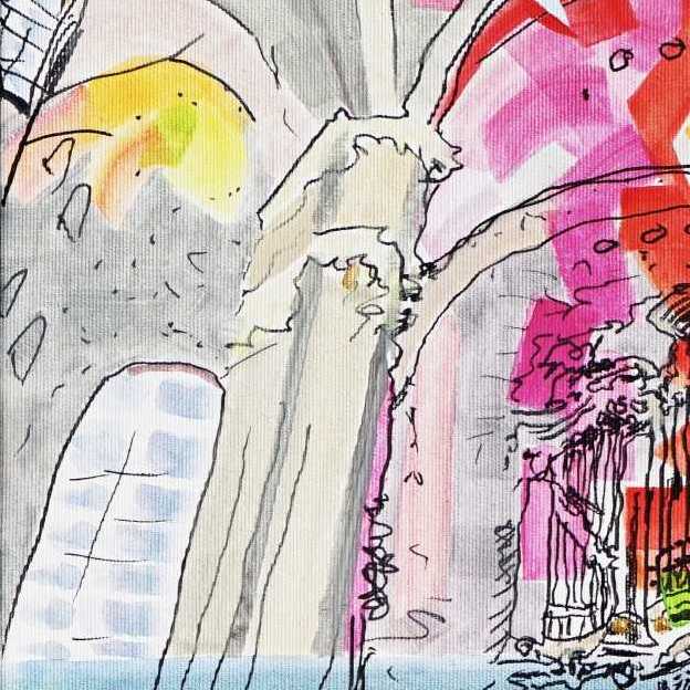 Michael Haverkamp: Organ Concert, Sction. Music painting describing synesthetic perception of an organ concert. Acrylic and marker on Canvas, 2026
