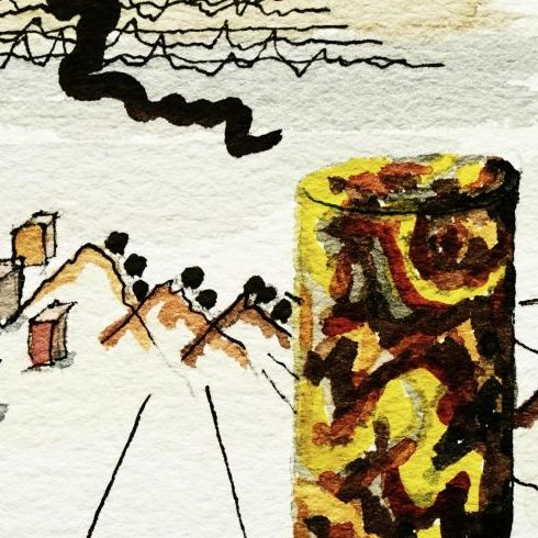 Graphics on Little Symphony No. 4 by Darius Milhaud. Michael Haverkamp, ink and Watercolor on Paper, 2018