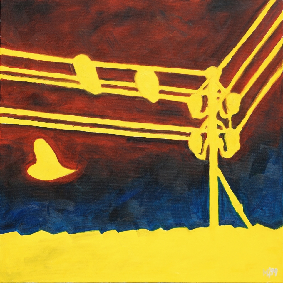 Sommervögel / summer birds, painting by Michael Haverkamp based on shacows of birds, oil on canvas, 1999. 80x80cm.