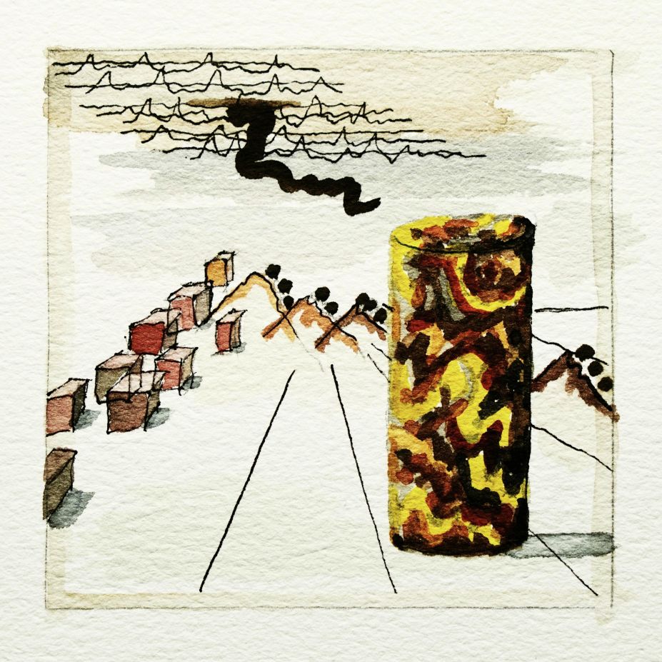 Darius Milhaud: Symphonie de chambre No. 4 "Dixtour", Op. 74 (1921). Watercolor, pencil, ink on paper. Michael Haverkamp, 2018