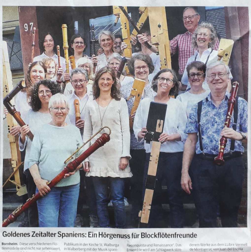 Recorder Ensemble Coro Monte-Zavelli / Brühl conducted by Katja Beisch, with Michael Haverkamp: Rhein-Erft-Rundschau, 2.7.2026